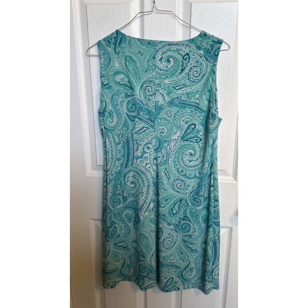 Tommy Hilfiger Blue Aqua Paisley Dress Women’s Size 14 Summer Sleeveless Casual